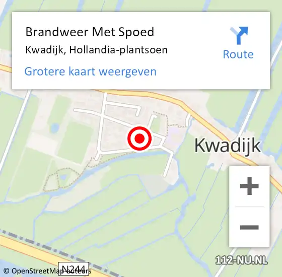 Locatie op kaart van de 112 melding: Brandweer Met Spoed Naar Kwadijk, Hollandia-plantsoen op 6 december 2023 13:05