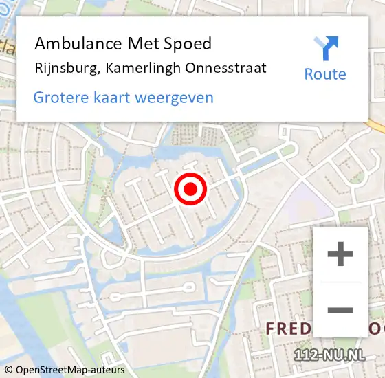 Locatie op kaart van de 112 melding: Ambulance Met Spoed Naar Rijnsburg, Kamerlingh Onnesstraat op 6 december 2023 13:45