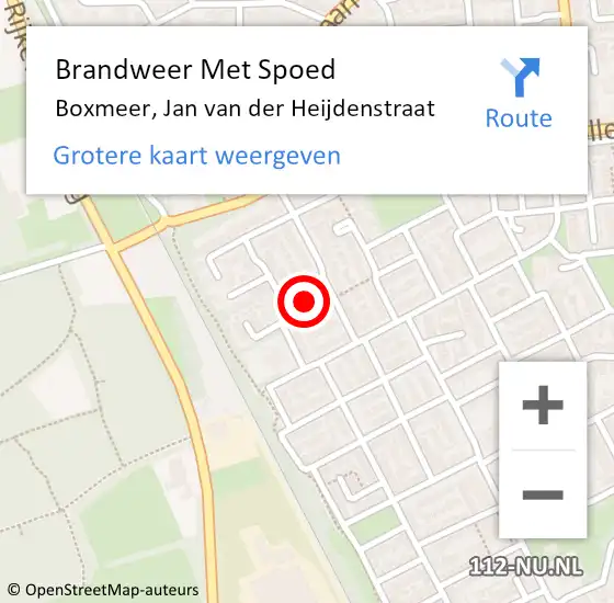 Locatie op kaart van de 112 melding: Brandweer Met Spoed Naar Boxmeer, Jan van der Heijdenstraat op 6 december 2023 14:13