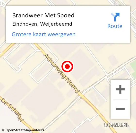 Locatie op kaart van de 112 melding: Brandweer Met Spoed Naar Eindhoven, Weijerbeemd op 6 december 2023 14:29