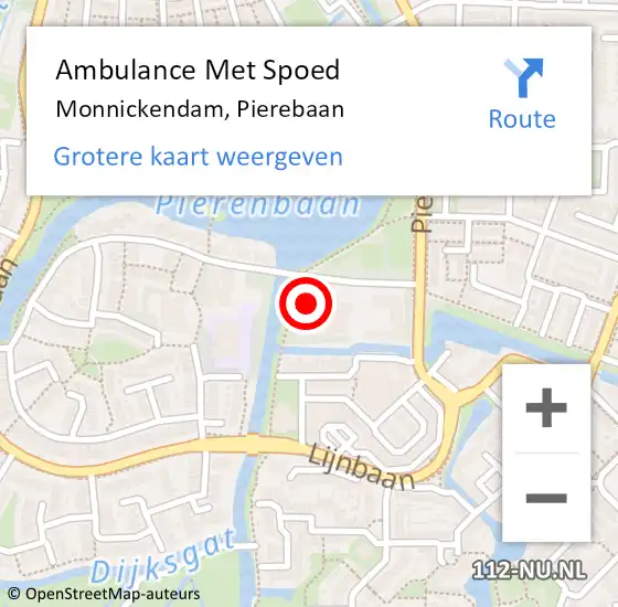 Locatie op kaart van de 112 melding: Ambulance Met Spoed Naar Monnickendam, Pierebaan op 6 december 2023 14:31