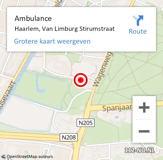 Locatie op kaart van de 112 melding: Ambulance Haarlem, Van Limburg Stirumstraat op 6 december 2023 14:37