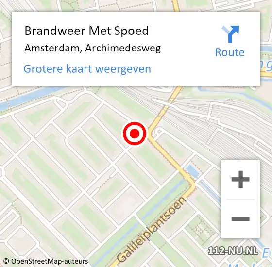 Locatie op kaart van de 112 melding: Brandweer Met Spoed Naar Amsterdam, Archimedesweg op 6 december 2023 14:59