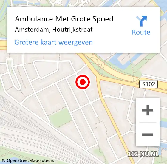 Locatie op kaart van de 112 melding: Ambulance Met Grote Spoed Naar Amsterdam, Houtrijkstraat op 6 december 2023 15:12