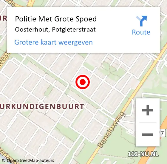 Locatie op kaart van de 112 melding: Politie Met Grote Spoed Naar Oosterhout, Potgieterstraat op 6 december 2023 15:16