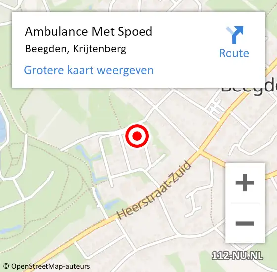 Locatie op kaart van de 112 melding: Ambulance Met Spoed Naar Beegden, Krijtenberg op 6 december 2023 15:19