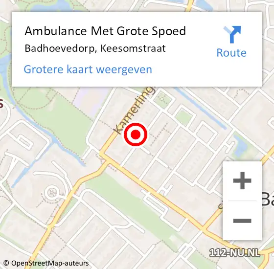 Locatie op kaart van de 112 melding: Ambulance Met Grote Spoed Naar Badhoevedorp, Keesomstraat op 6 december 2023 15:25