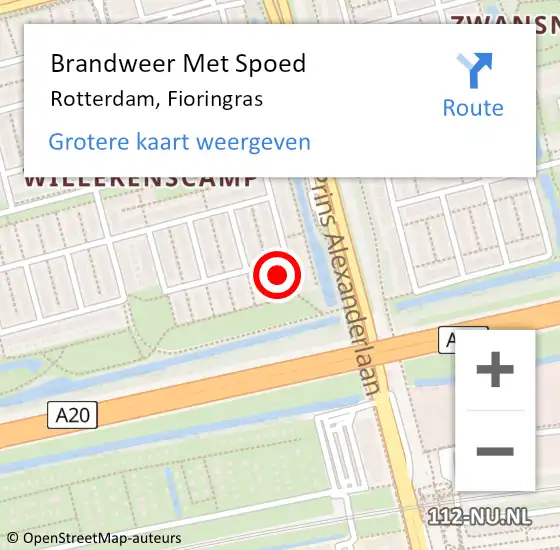 Locatie op kaart van de 112 melding: Brandweer Met Spoed Naar Rotterdam, Fioringras op 6 december 2023 16:02