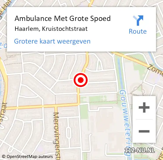 Locatie op kaart van de 112 melding: Ambulance Met Grote Spoed Naar Haarlem, Kruistochtstraat op 17 september 2014 16:15