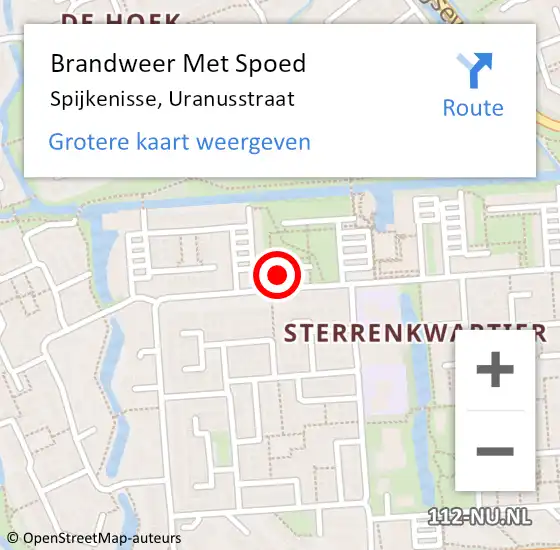 Locatie op kaart van de 112 melding: Brandweer Met Spoed Naar Spijkenisse, Uranusstraat op 6 december 2023 17:17