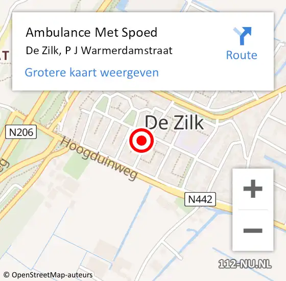 Locatie op kaart van de 112 melding: Ambulance Met Spoed Naar De Zilk, P J Warmerdamstraat op 17 september 2014 16:21