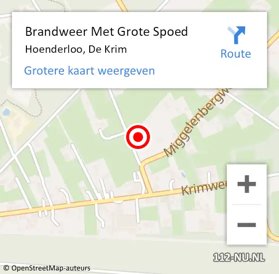 Locatie op kaart van de 112 melding: Brandweer Met Grote Spoed Naar Hoenderloo, De Krim op 6 december 2023 17:28