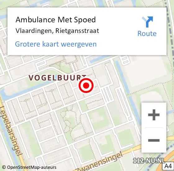 Locatie op kaart van de 112 melding: Ambulance Met Spoed Naar Vlaardingen, Rietgansstraat op 6 december 2023 17:28