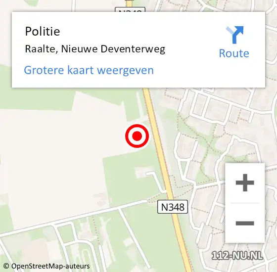 Locatie op kaart van de 112 melding: Politie Raalte, Nieuwe Deventerweg op 6 december 2023 17:29