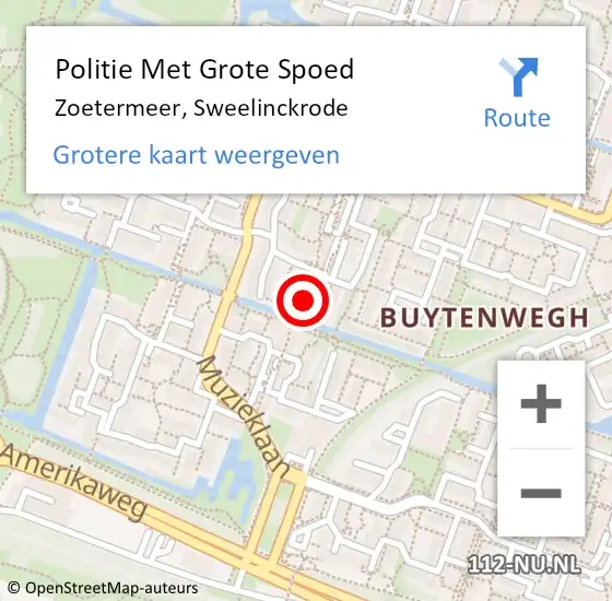 Locatie op kaart van de 112 melding: Politie Met Grote Spoed Naar Zoetermeer, Sweelinckrode op 6 december 2023 17:32