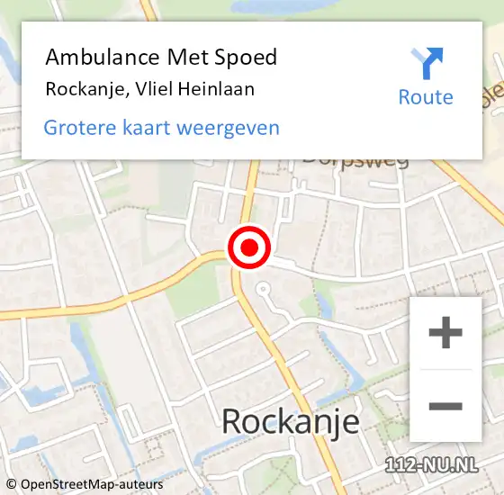 Locatie op kaart van de 112 melding: Ambulance Met Spoed Naar Rockanje, Vliel Heinlaan op 6 december 2023 17:50