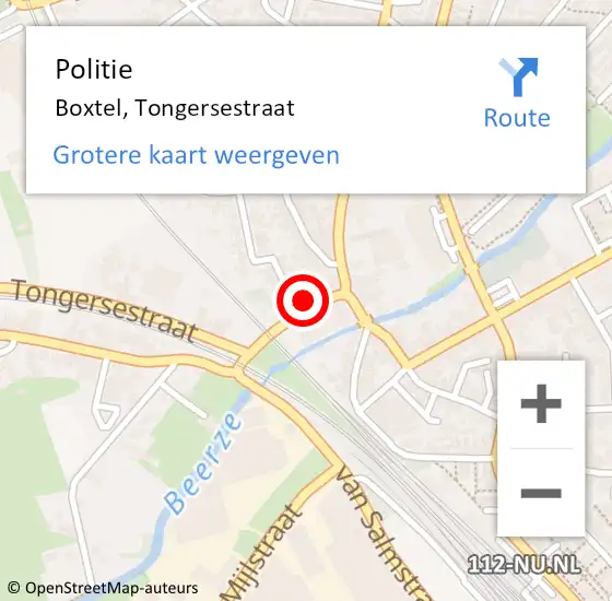 Locatie op kaart van de 112 melding: Politie Boxtel, Tongersestraat op 6 december 2023 17:53