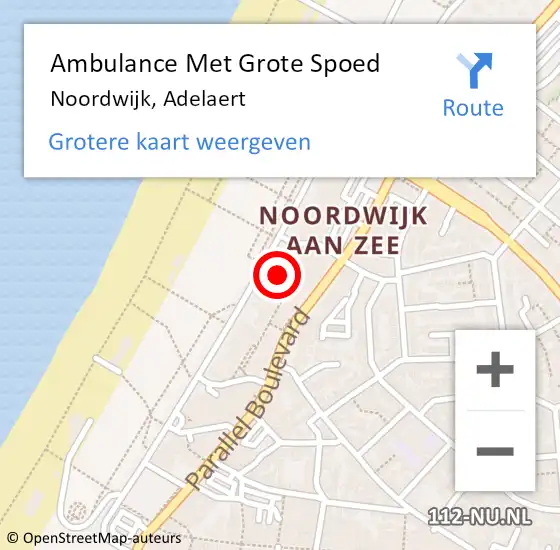 Locatie op kaart van de 112 melding: Ambulance Met Grote Spoed Naar Noordwijk, Adelaert op 6 december 2023 17:54