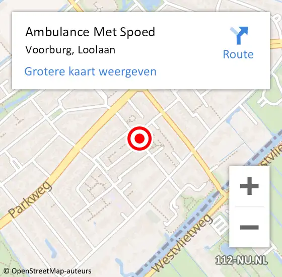 Locatie op kaart van de 112 melding: Ambulance Met Spoed Naar Voorburg, Loolaan op 6 december 2023 18:26