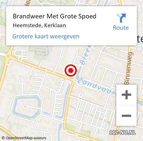 Locatie op kaart van de 112 melding: Brandweer Met Grote Spoed Naar Heemstede, Kerklaan op 6 december 2023 18:36