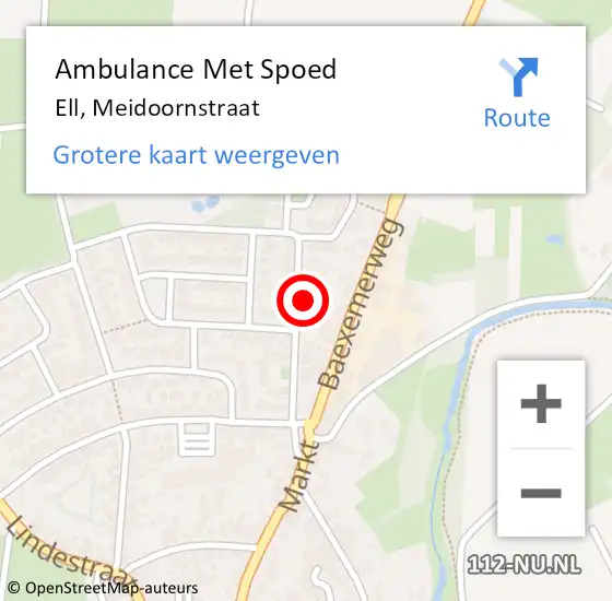 Locatie op kaart van de 112 melding: Ambulance Met Spoed Naar Ell, Meidoornstraat op 6 december 2023 18:38