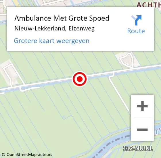 Locatie op kaart van de 112 melding: Ambulance Met Grote Spoed Naar Nieuw-Lekkerland, Elzenweg op 6 december 2023 18:45