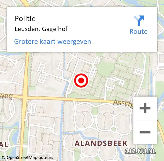 Locatie op kaart van de 112 melding: Politie Leusden, Gagelhof op 6 december 2023 19:33