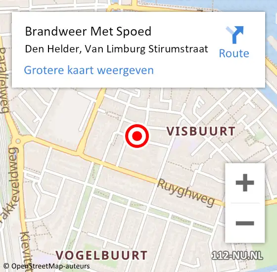 Locatie op kaart van de 112 melding: Brandweer Met Spoed Naar Den Helder, Van Limburg Stirumstraat op 6 december 2023 19:40