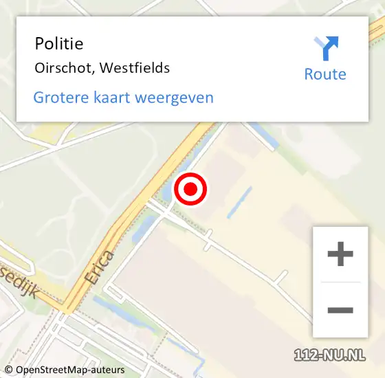 Locatie op kaart van de 112 melding: Politie Oirschot, Westfields op 6 december 2023 19:58