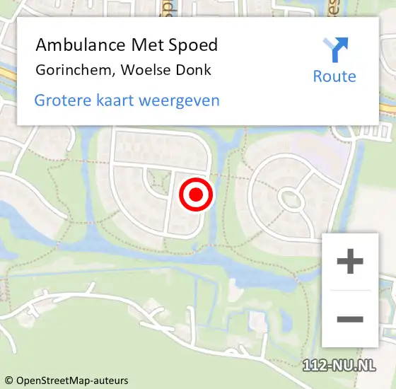 Locatie op kaart van de 112 melding: Ambulance Met Spoed Naar Gorinchem, Woelse Donk op 6 december 2023 20:10