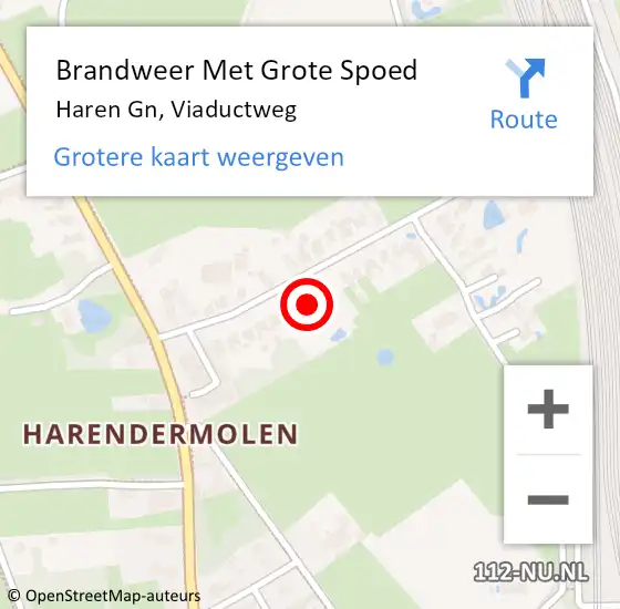 Locatie op kaart van de 112 melding: Brandweer Met Grote Spoed Naar Haren Gn, Viaductweg op 6 december 2023 20:11