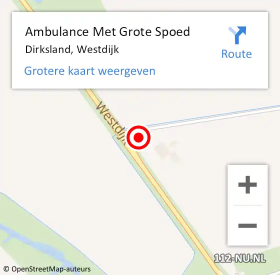 Locatie op kaart van de 112 melding: Ambulance Met Grote Spoed Naar Dirksland, Westdijk op 6 december 2023 20:43
