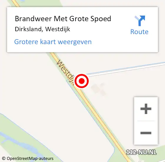 Locatie op kaart van de 112 melding: Brandweer Met Grote Spoed Naar Dirksland, Westdijk op 6 december 2023 20:44