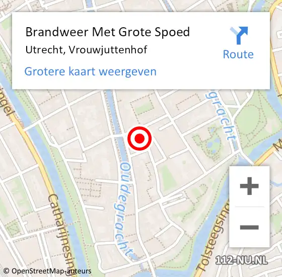 Locatie op kaart van de 112 melding: Brandweer Met Grote Spoed Naar Utrecht, Vrouwjuttenhof op 6 december 2023 20:51