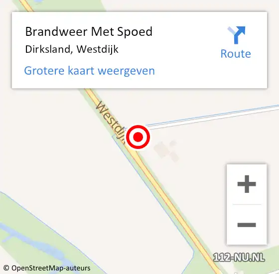 Locatie op kaart van de 112 melding: Brandweer Met Spoed Naar Dirksland, Westdijk op 6 december 2023 21:08