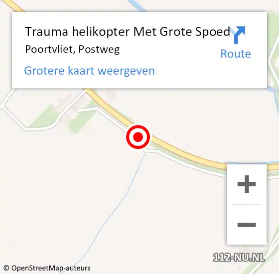 Locatie op kaart van de 112 melding: Trauma helikopter Met Grote Spoed Naar Poortvliet, Postweg op 6 december 2023 21:40