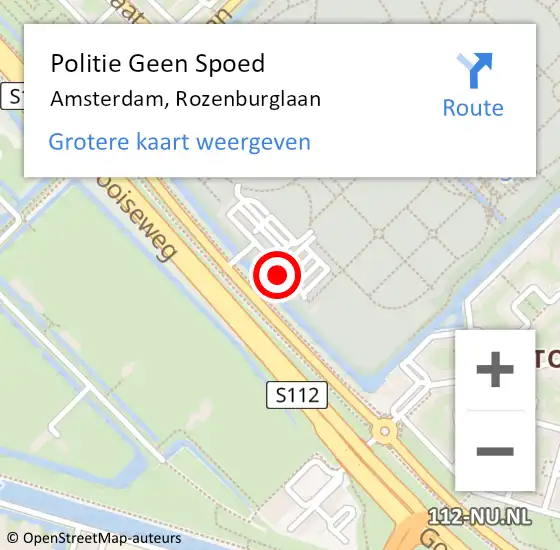 Locatie op kaart van de 112 melding: Politie Geen Spoed Naar Amsterdam, Rozenburglaan op 6 december 2023 21:56