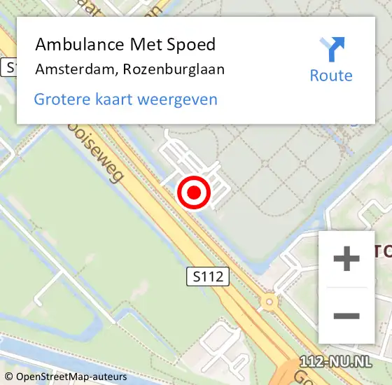 Locatie op kaart van de 112 melding: Ambulance Met Spoed Naar Amsterdam, Rozenburglaan op 6 december 2023 21:57