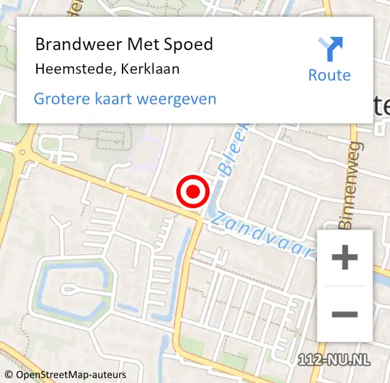 Locatie op kaart van de 112 melding: Brandweer Met Spoed Naar Heemstede, Kerklaan op 6 december 2023 22:14