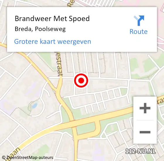 Locatie op kaart van de 112 melding: Brandweer Met Spoed Naar Breda, Poolseweg op 6 december 2023 22:21