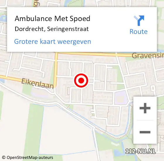 Locatie op kaart van de 112 melding: Ambulance Met Spoed Naar Dordrecht, Seringenstraat op 6 december 2023 22:51