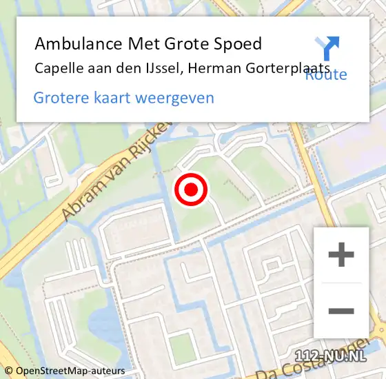 Locatie op kaart van de 112 melding: Ambulance Met Grote Spoed Naar Capelle aan den IJssel, Herman Gorterplaats op 6 december 2023 23:09