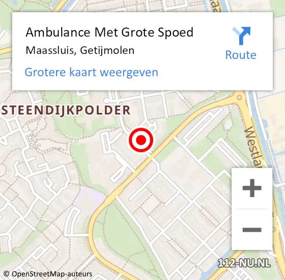 Locatie op kaart van de 112 melding: Ambulance Met Grote Spoed Naar Maassluis, Getijmolen op 7 december 2023 00:28