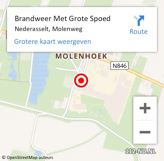 Locatie op kaart van de 112 melding: Brandweer Met Grote Spoed Naar Nederasselt, Molenweg op 17 september 2014 16:58