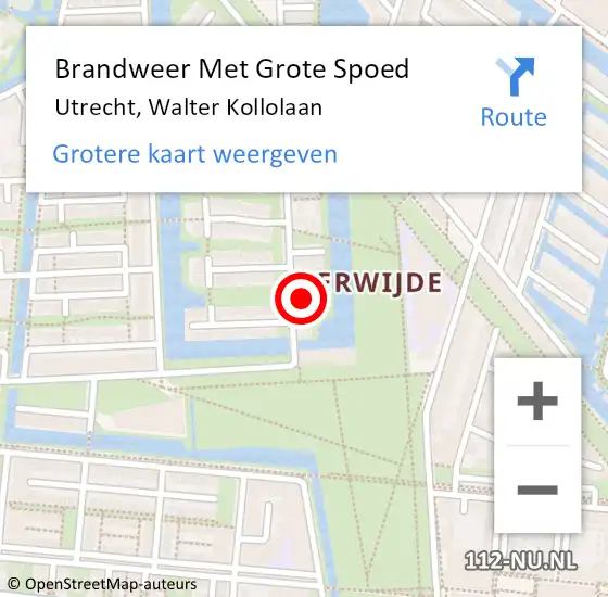 Locatie op kaart van de 112 melding: Brandweer Met Grote Spoed Naar Utrecht, Walter Kollolaan op 7 december 2023 01:59