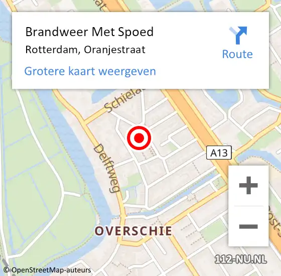Locatie op kaart van de 112 melding: Brandweer Met Spoed Naar Rotterdam, Oranjestraat op 7 december 2023 02:12