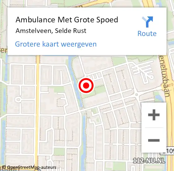 Locatie op kaart van de 112 melding: Ambulance Met Grote Spoed Naar Amstelveen, Selde Rust op 7 december 2023 03:56