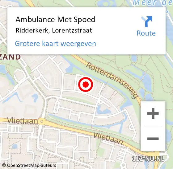 Locatie op kaart van de 112 melding: Ambulance Met Spoed Naar Ridderkerk, Lorentzstraat op 7 december 2023 04:06