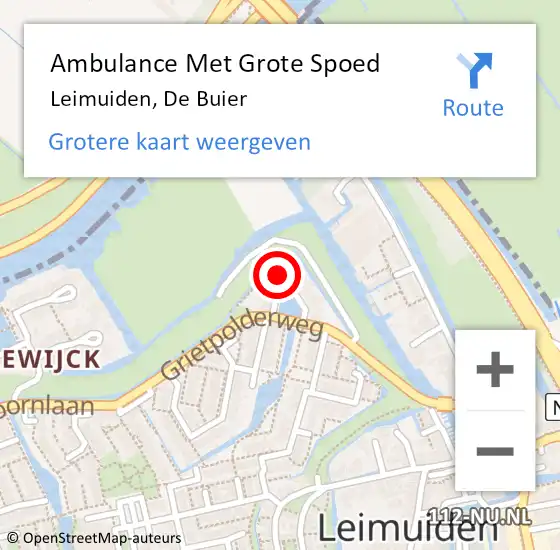 Locatie op kaart van de 112 melding: Ambulance Met Grote Spoed Naar Leimuiden, De Buier op 7 december 2023 04:15