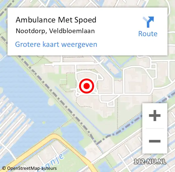 Locatie op kaart van de 112 melding: Ambulance Met Spoed Naar Nootdorp, Veldbloemlaan op 7 december 2023 04:50